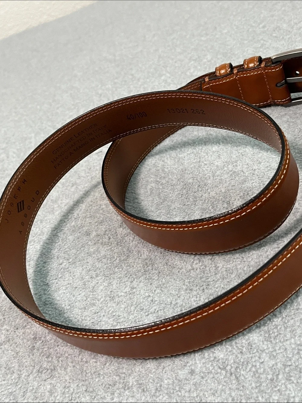 Joseph Abboud Brown Leather Belt Mens 40 Italy